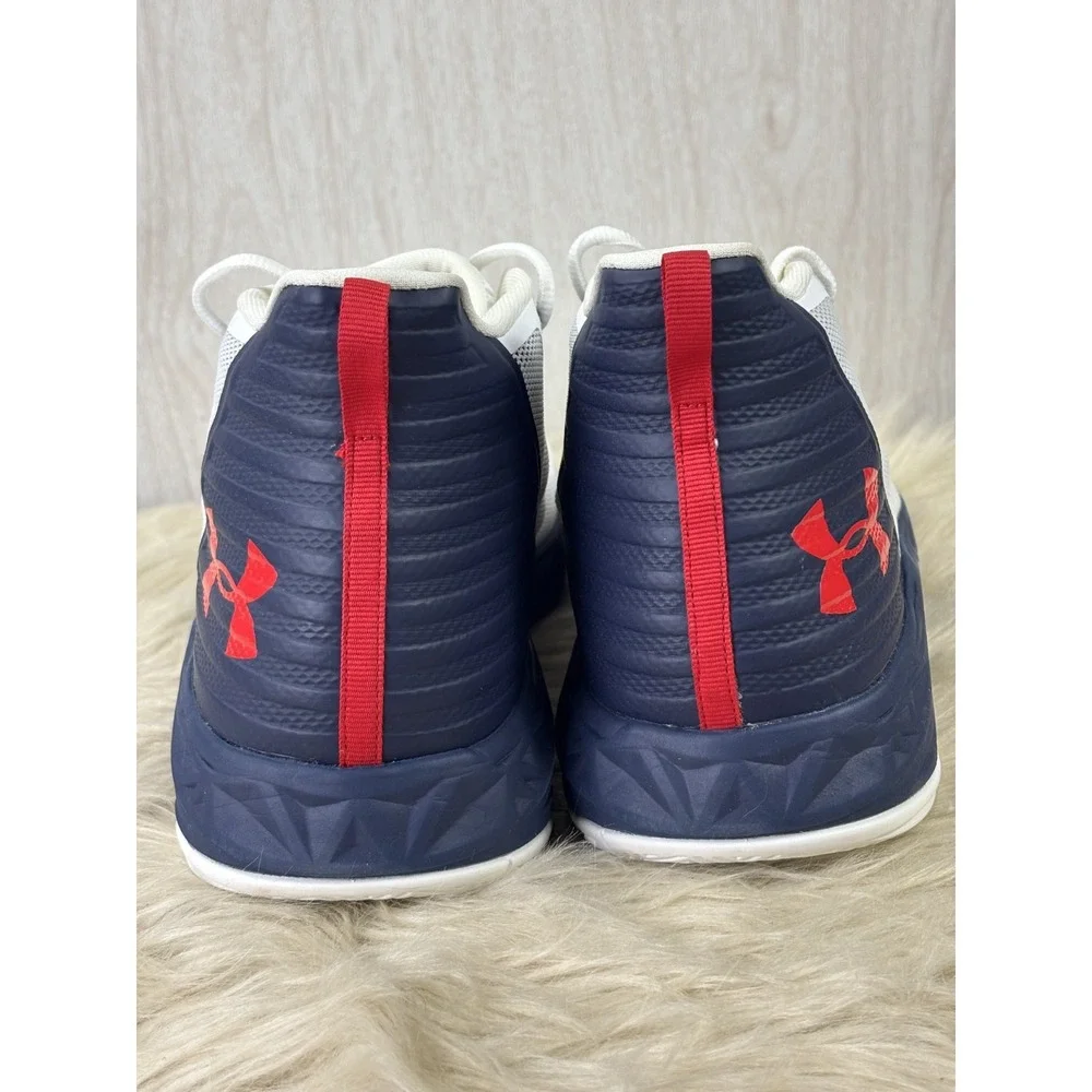 Under Armour Jet Mid Basketball Shoes Mens 16 White Navy Red High Top Sneakers